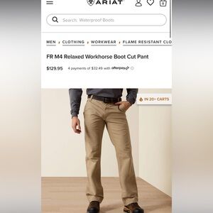 Ariat M4 Relaxed Workhorse Boot Cut Pant - Khaki 
BRAND NEW FR Pants
